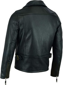 Motorcycle Genuine Leather <b>Jacket</b>-Hand-picked Genuine Top-Grain Cowhide Leather <b>Biker</b> <b>Jacket</b> for Men Waterproof Breathable - Product Image 3