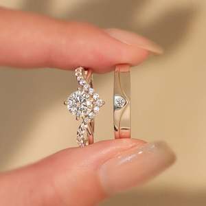 Bagues de couple géométriques réglables en argent sterling plaqué rhodium Jeulia - Product Image 5