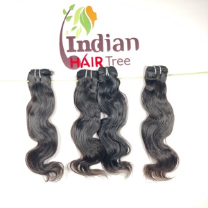 Extensiones de Cabello Humano Indio de la Mejor Calidad, Super Double Drawn, Estilo Bodywave, Color Negro Natural, para Mujeres, por Exportación - Product Image 4