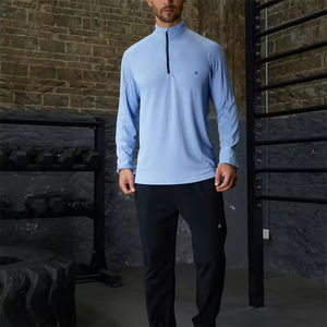 Pull de sport à demi-fermeture éclair et col montant pour hommes de grande taille évacuation de l'humidité à séchage rapide broderie de lettres personnalisée hauts d'été actifs - Product Image 5