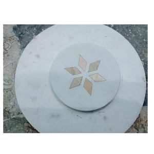 Coffee Coasters Round Shape Coasters Style Household Dining Table Marble Splicing Wooden New Marble Spliced <b>Wood</b> Cup Coasters - Product Image 2