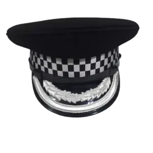Cappelli da ufficiale uniformi personalizzati cappello con visiera ricamata argento SHINNY con cappellini da ufficiale personalizzati in PAKISTAN