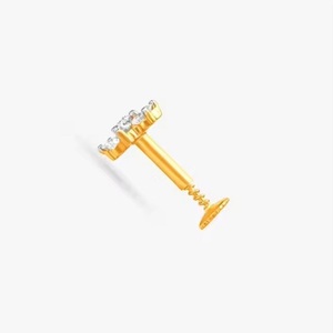 14K Yellow <b>Gold</b> Mini Cluster <b>Nose</b> <b>Stud</b> Piercing <b>Nose</b> Ring With Lab Grown Diamonds Flower Shape Screw <b>Nose</b> <b>Stud</b> for Weddings - Product Image 6