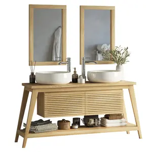 Best Product Solid Oak Wood Craftsmade Porcelain Mirror Scandinavian Composition For Bathroom