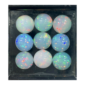 AAA อัญมณีทรงกลมแบบปรับเทียบขนาด10x10มม. โอปอลทรงหลังเบี้ยสีขาวจากเอธิโอเปียเป็นธรรมชาติ - Product Image 2