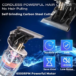 Cortadora de Pelo y Barba Inalámbrica Profesional para Hombre, Silenciosa, Recargable, Afeitadora de Salón con Fuente de Alimentación USB y Batería - Product Image 3
