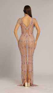 ชุดเดรสงานพรอมผู้หญิงทรงเอคอกลมชุดเดรสยาวประดับด้วยลูกปัดชุดเดรสงานปาร์ตี้ตอนเย็นแขนกุดยาวถึงพื้น - Product Image 2