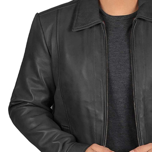 2024 nouveaux modèles mode motard slim fit hommes veste en cuir - Product Image 3