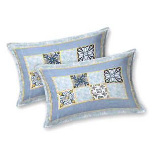 BLOCS d'INDE Sanganeri Imprimé Coton Viscose Économie King Size Drap de lit 225X270 CM DOB_BED_AURA_BOX_BLUE" - Product Image 4