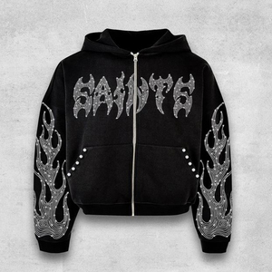 เสื้อฮู้ดดี้ผู้ชายไซส์ใหญ่ สำหรับงานพิมพ์ลายเพชรเทียมสุดหรู ผ้าคอตตอนเนื้อหนาอย่างดี - Product Image 1