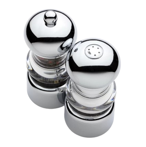 Salero y pimentero con acabado brillante, mesa personalizada, elegante, de acero inoxidable, Metal, condimento, sal, pimienta, especias - Product Image 1