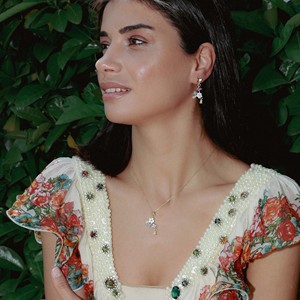 Collier pendentif multicolore, collection été, fleur, papillon, charme, argent sterling 925 turc, fait main, pour femmes - Product Image 6