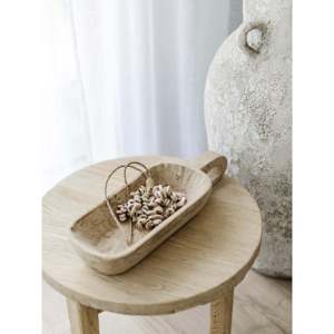 Plat à pâte élégant de style indien avec base en bois et poignée, vaisselle, 46 cm de long x 15-16 cm de large x 7 cm de haut - Product Image 1