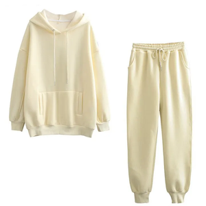 Conjuntos de ropa de Otoño de dos piezas para mujer Chándal con capucha de patrón sólido con etiqueta privada y logotipo Precio al por mayor - Product Image 5