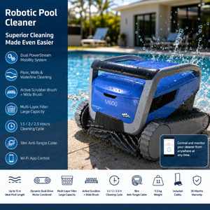 Robot de nettoyage automatique M600 en plastique avec double brosse active, câble anti-emmêlement, pour piscine résidentielle, 15m multi-couches - Product Image 1