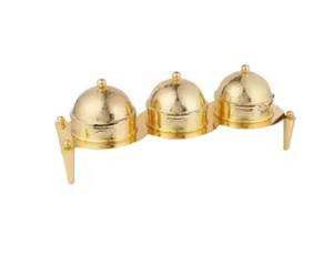 Marmite élégante en métal plaqué or avec design martelé et support de boules en bois Marmite élégante pour mariages et événements - Product Image 2