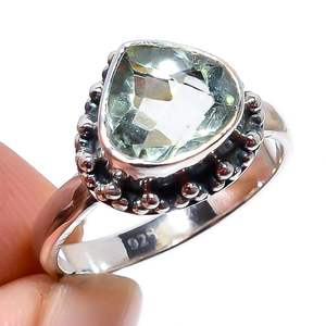 Anillo fino clásico de Plata de Ley 925, piedra preciosa de amatista verde de corte ovalado para compromiso de boda, regalo de fiesta de aniversario - Product Image 1