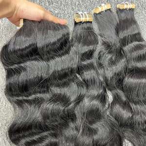 High Quality 100% Raw Cambodian Hair Extensions Natural Straight in <b>Tape</b> Wholesale Human Hair One Donor Unprocessed - Product Image 2