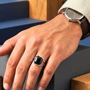 Black Onyx <b>Ring</b>, Sterling Silver Prong Setting Cushion Gemstone <b>Boho</b> Jewelry - Product Image 3