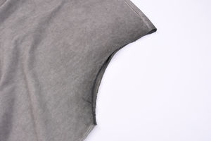 180 GSM surdimensionné hommes coton lourd entraînement Gym débardeur sans manches col en v muscle acide lavage Logo personnalisé coupe ample séchage rapide - Product Image 2