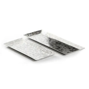 Forme rectangulaire de plateau de service de nourriture en métal plaqué argent de conception classique pour le plateau de service de collations de table de maison et d'hôtel - Product Image 2
