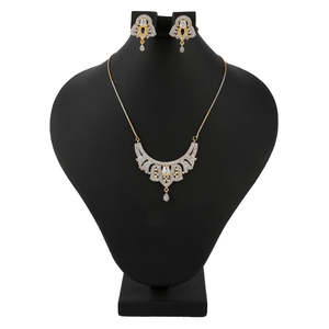 American Diamond <b>Locket</b> Set - <b>Silver</b> & Golden - Product Image 1