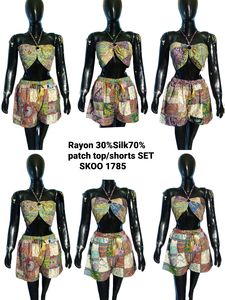 Conjunto de Shorts a Juego de Moda, Estilo Vintage, 70% Seda, 30% Rayón, Transpirable y Ecológico para Mujer - Product Image 2