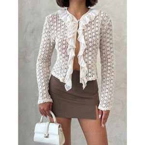 Women's <b>Lace</b> <b>Cardigan</b> with Ruffle Detail Wholesale Product - Product Image 2