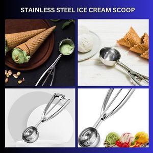 Cuchara para helado de acero inoxidable ecológica con logotipo personalizado, 9 tamaños, apta para lavavajillas, resistente a la oxidación para Hacer bolas de helado - Product Image 5