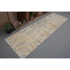 Alfombra Turca Vintage de 2.6x8.4 pies, Alfombra de Lana Beige con Borde - Product Image 5