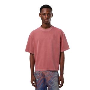 Venta caliente camiseta Vintage para hombre 280 GSM algodón pesado sólido recortado holgado ajuste elegante hombro caído corto 100% algodón - Product Image 3