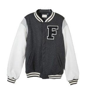 High Trend Luxury Men's Baseball Varsity Jacket Premium Quality <b>Wool</b>/Polyester Sleeves Spring Season Letter Pattern Breathable - Product Image 1