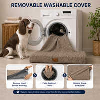 Lit pour chien et chat en chenille douce avec option lin, design moderne uni, garnissage en éponge confortable, support en forme d'œuf, taille XL, plusieurs couleurs