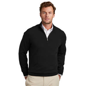 Men's 100% Cotton Quarter-Zip Sweater with Soft Rib <b>Mock</b> <b>Neck</b> Cotton Stretch 1/4-Zip Sweater - Product Image 6