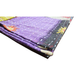 Ensemble de 20 serviettes de table rectangulaires en tissu sari 100 % coton à motifs floraux indiens, avec broderie Kantha assortie, pour la maison et la cuisine - Product Image 3