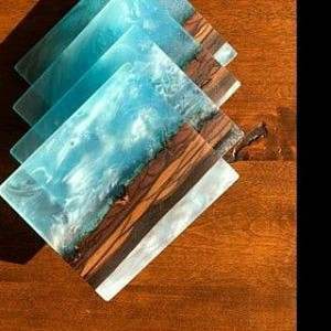 Posavasos de resina epoxi de madera para Decoración de mesa, posavasos de madera para beber, café, té, cerveza, posavasos - Product Image 4