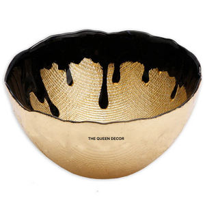 ชามตกแต่ง สแตนเลส โลหะ ชามรุ่นใหม่ ชุบทอง ลายตอก ทรงกลม - Product Image 2