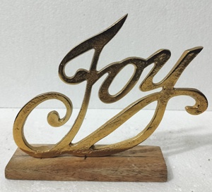 Festive Intérieur Arbre De Noël Dessus De Table Objets Décoratifs Base En Bois Alphabets En Métal En Aluminium Noel Joy Figurines De Noël - Product Image 2