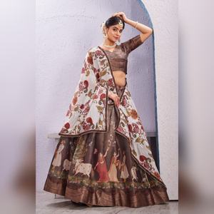 Lehenga Choli de Algodón Suave con Estampado Digital de Seda, Vestido de Novia Indio, Último Diseño al por Mayor - Product Image 3