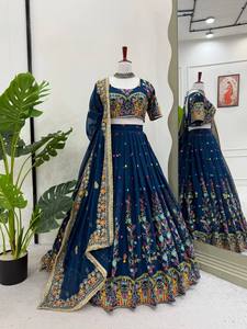 Antiguo nuevas mujeres completamente cosido hasta el suelo Lehenga Choli Dupatta Foux Gorgette tela de alta calidad ropa de fiesta especial - Product Image 6