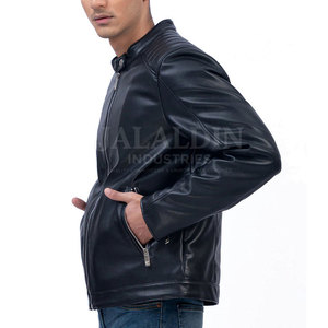 <b>Winter</b> <b>Leather</b> <b>Jacket</b> for Men Stylish All Sizes Customized Logo Private Label Canvas Stand Collar Waterproof Windproof Zipper - Product Image 3