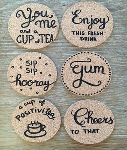 Posavasos de corcho natural de estilo clásico personalizados al por mayor, alfombrillas absorbentes circulares, características impresas, se puede ajustar a cualquier tamaño - Product Image 4