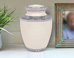 Hand Made Classy White Pearl Cremation <b>Urn</b> for Ashes <b>Large</b> Affordable <b>Urn</b> for Ashes <b>Large</b> Funeral Memorial - Product Image 3