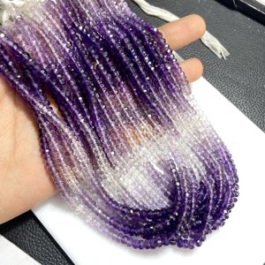 Perles en forme de rondelle à facettes en améthyste violette naturelle de 4mm en gros - Product Image 6