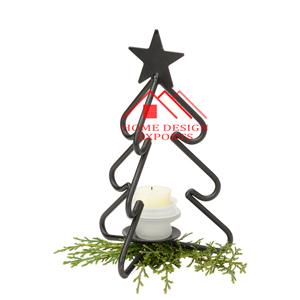 Portavelas Navideño Rústico de Hierro Galvanizado con Votivo de Vidrio para Decoración Navideña - Product Image 5