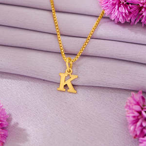 Colgante con letra K en oro amarillo, cadena unisex, regalo - Product Image 1