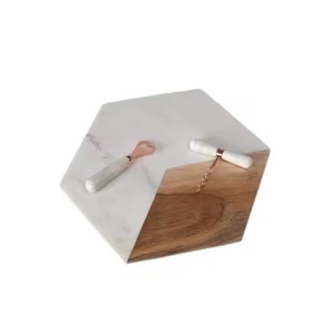 Tablero de madera y mármol con asa fácil de transportar, picar y servir con estilo, productos de utensilios de cocina superventas - Product Image 1