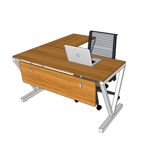 VBamboo Simple & <b>Foldable</b> L-shaped Gaming <b>Desk</b> with Storage Drawer 140x140cm Portable & Assembled Iron Legs - Product Image 2