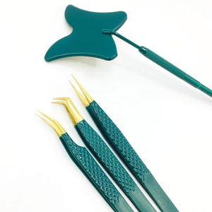 แหนบขนตาปลอมสีเขียวกล่องสีเขียวแยกขนตาปลอม - Product Image 3