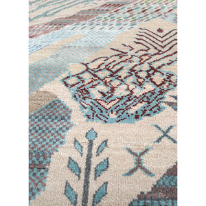 Tapis Manchaha en laine et soie de bambou noué à la main, 10 mm, rectangulaire, pour couloir, design abstrait fait main, patchwork - Modèle Les-2511 pour la maison - Product Image 3